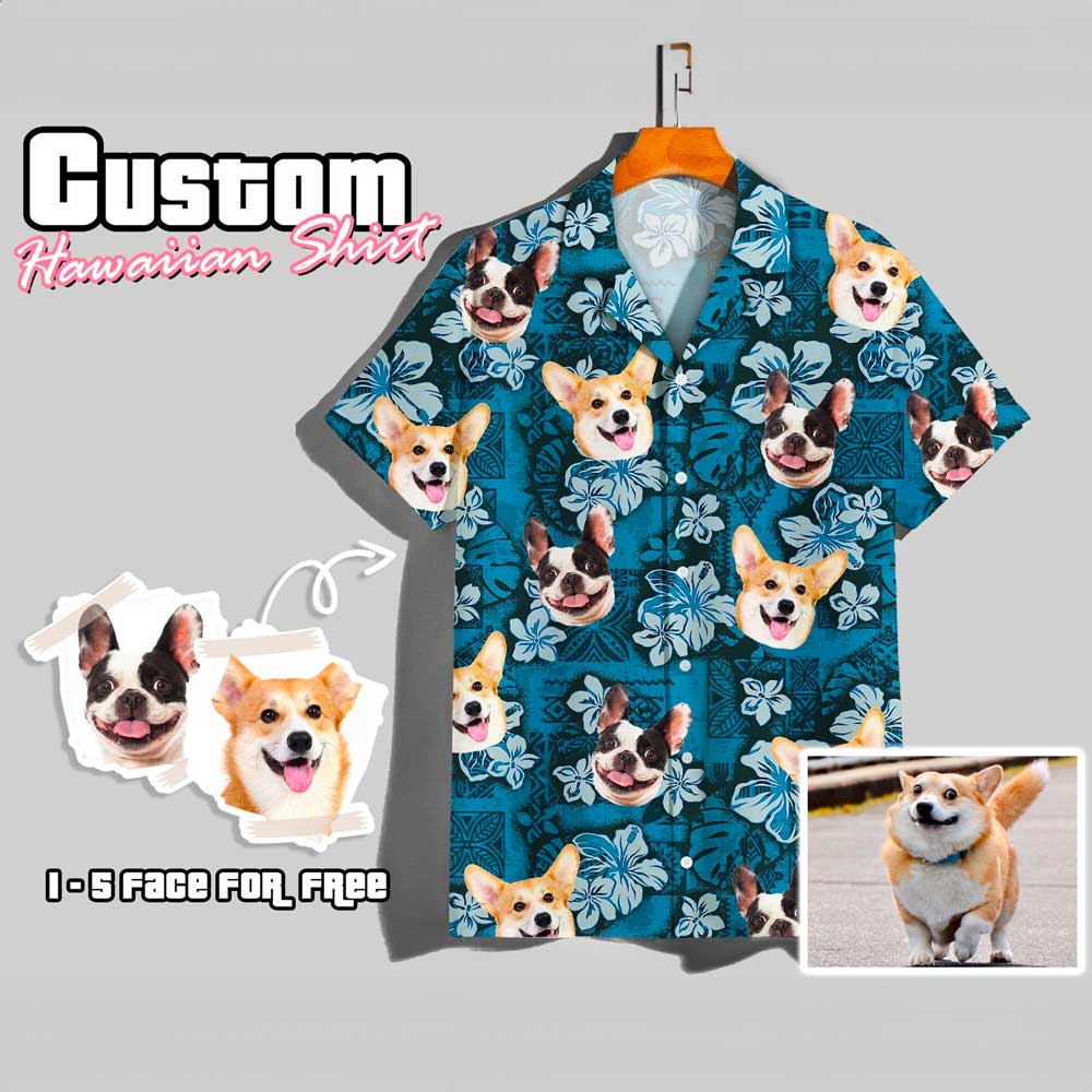 Custom Hawaiian Shirt With Dog Face-1