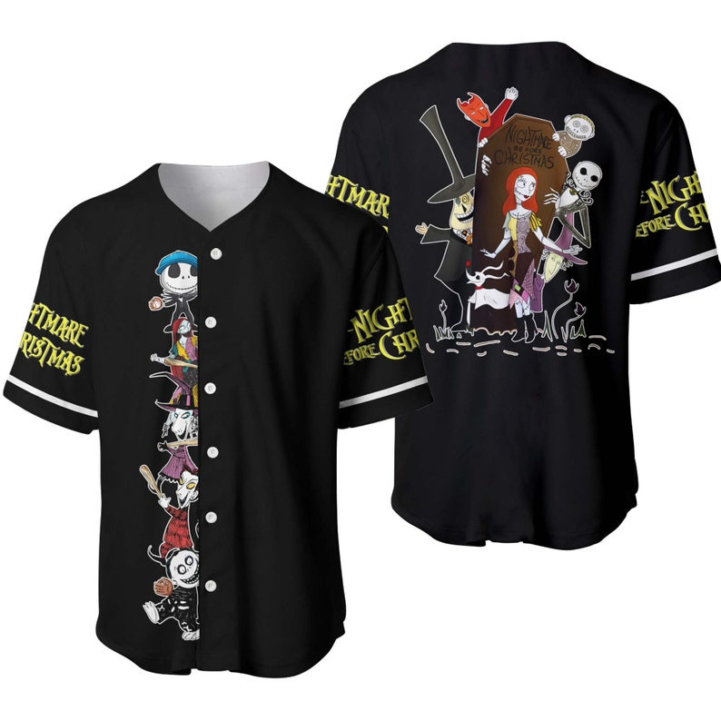 Jack & Sally The Nightmare Before Christmas Baseball Jersey - Black ...