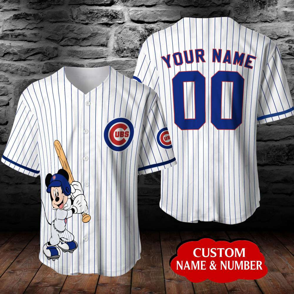 Personalized Cubs x Mickey Mouse Baseball Jersey - KDHYPE