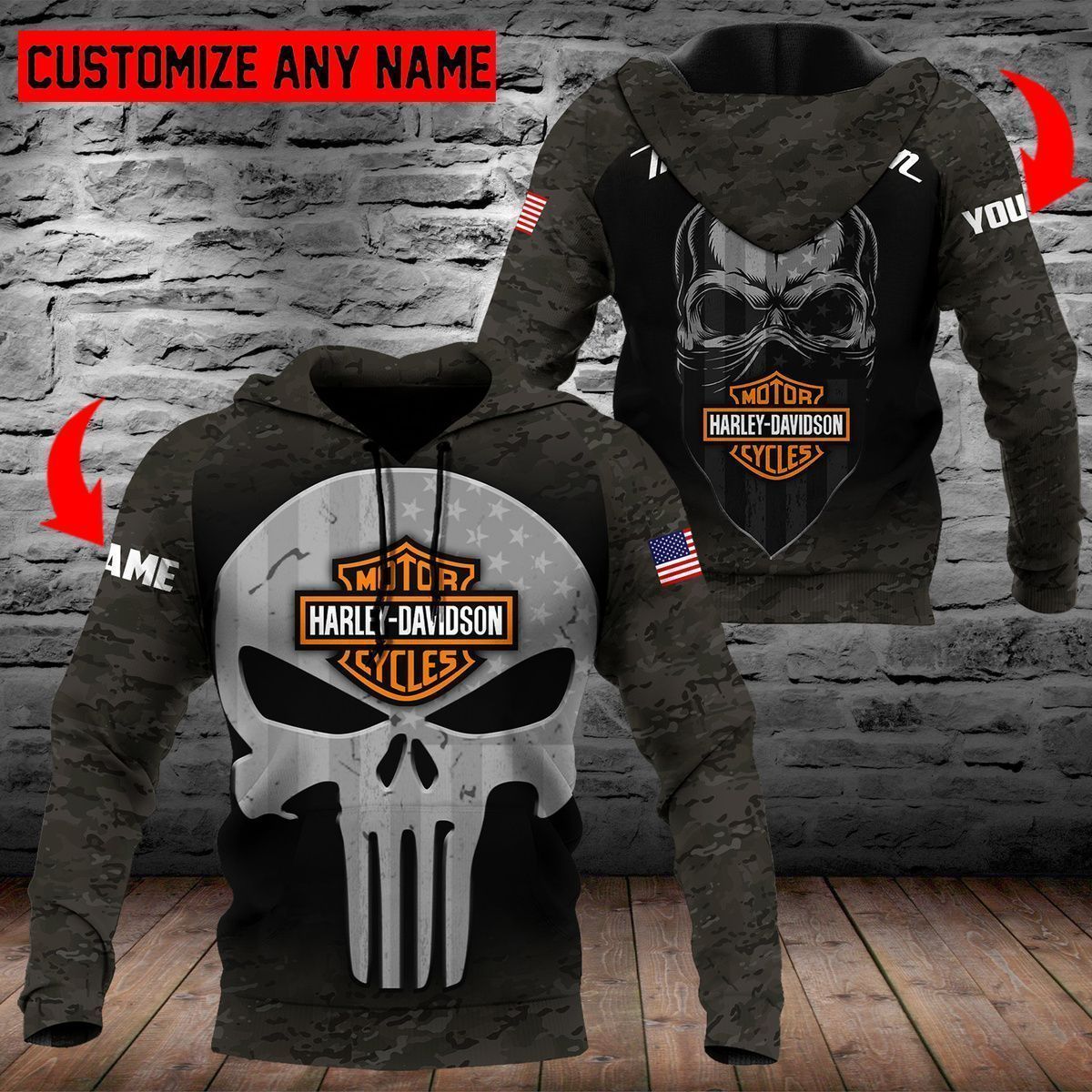 Personalized Harley Davidson Hoodie HD1000-2