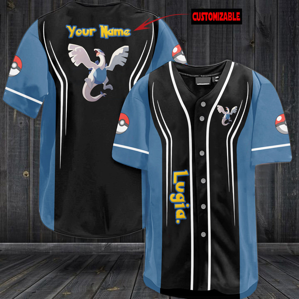 Personalized Lugia Baseball Jersey - Black Personalized Lugia Baseball Jersey - Black