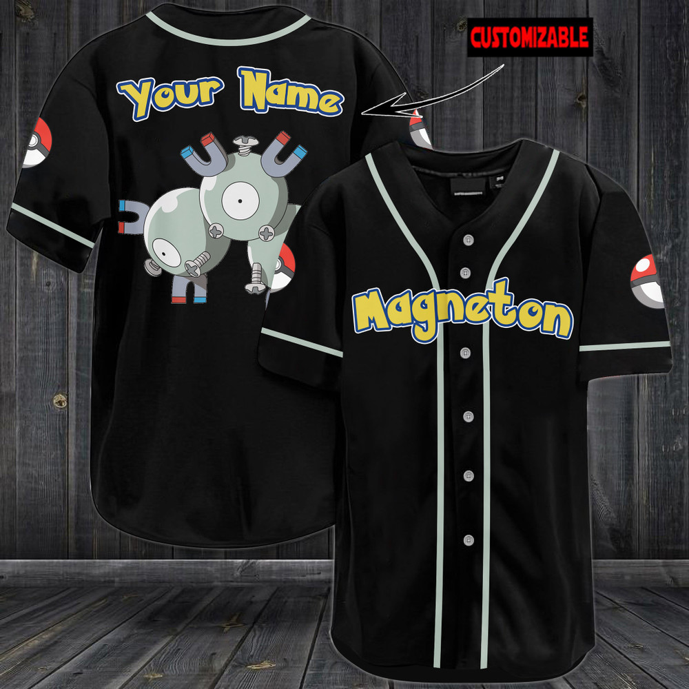 Personalized Magneton Baseball Jersey - Black Personalized Magneton Baseball Jersey - Black