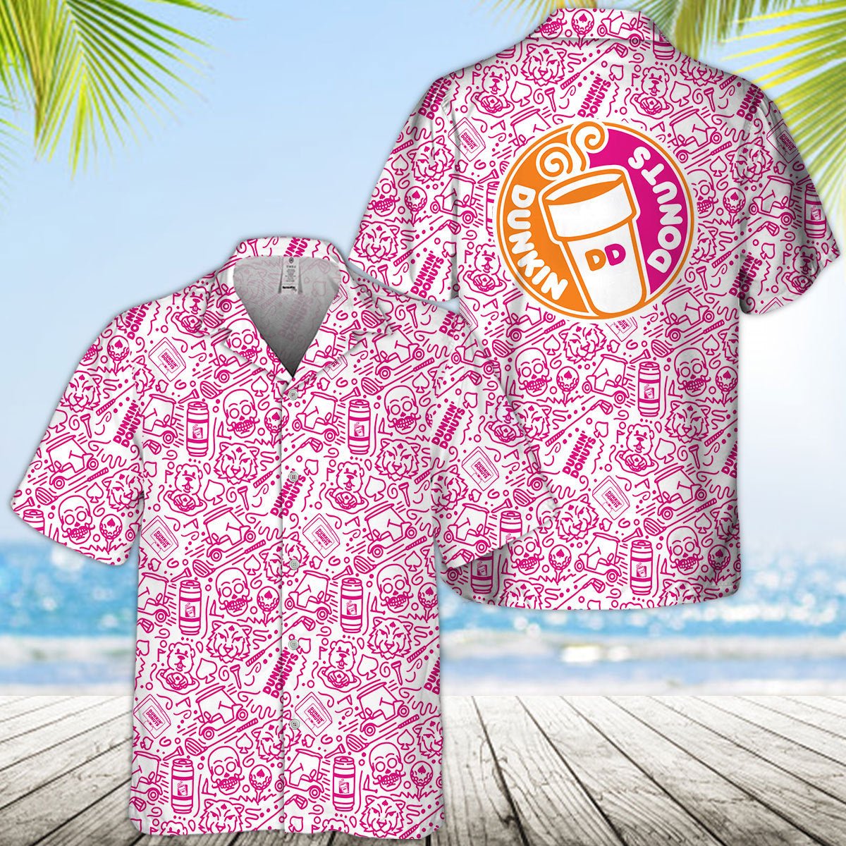 Dunkin' Donuts Summer Doodle Art Hawaiian Shirt Dunkin' Donuts Summer Doodle Art Hawaiian Shirt