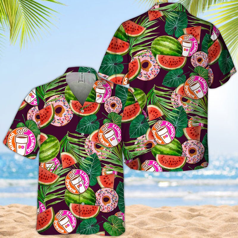 Dunkin' Donuts Watermelon Hawaiian Shirt Dunkin' Donuts Watermelon Hawaiian Shirt