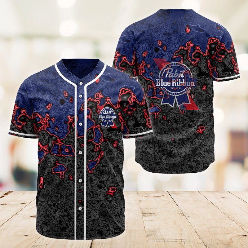 Holographic Colorful Pabst Blue Ribbon Baseball Jersey Holographic Colorful Pabst Blue Ribbon Baseball Jersey