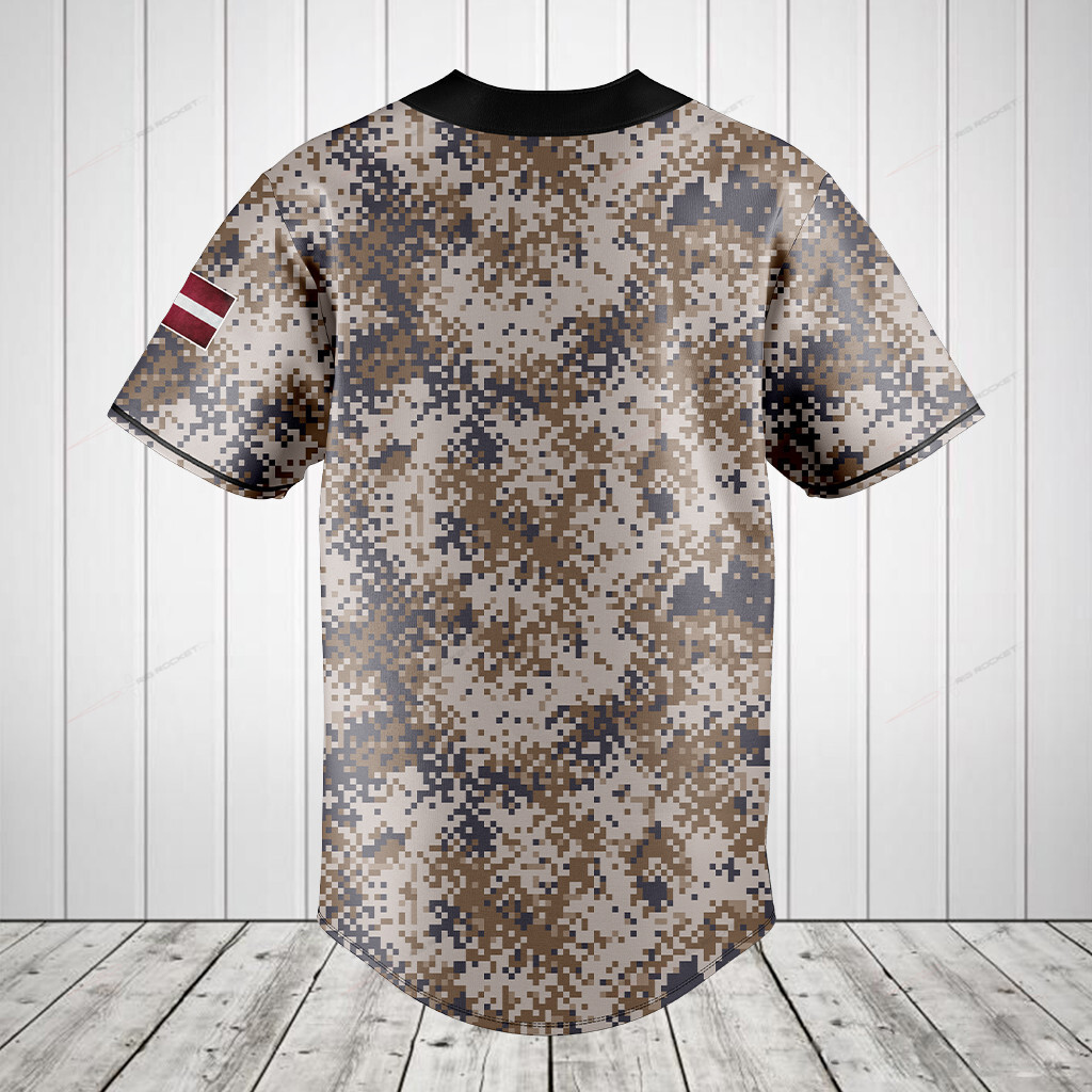 Personalized Latvia Coat Of Arms Camouflage Custom Baseball Jersey Personalized Latvia Coat Of Arms Camouflage Custom Baseball Jersey